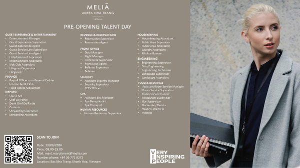 MELIÁ AUREA NHA TRANG  👉 MASS RECRUITMENT DAY | 13.06.2026  🌟 CƠ HỘI GIA NHẬP ĐỘI NGŨ TIỀN KHAI TRƯƠNG 🌟