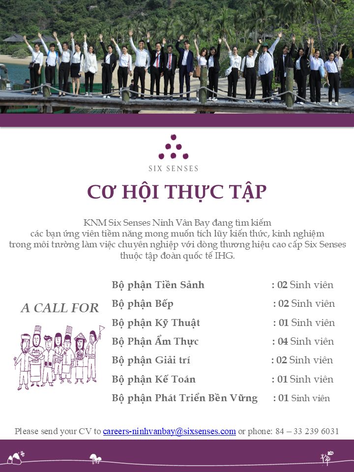  CƠ HỘI THỰC TẬP TẠI SIX SENSES NINH VAN BAY